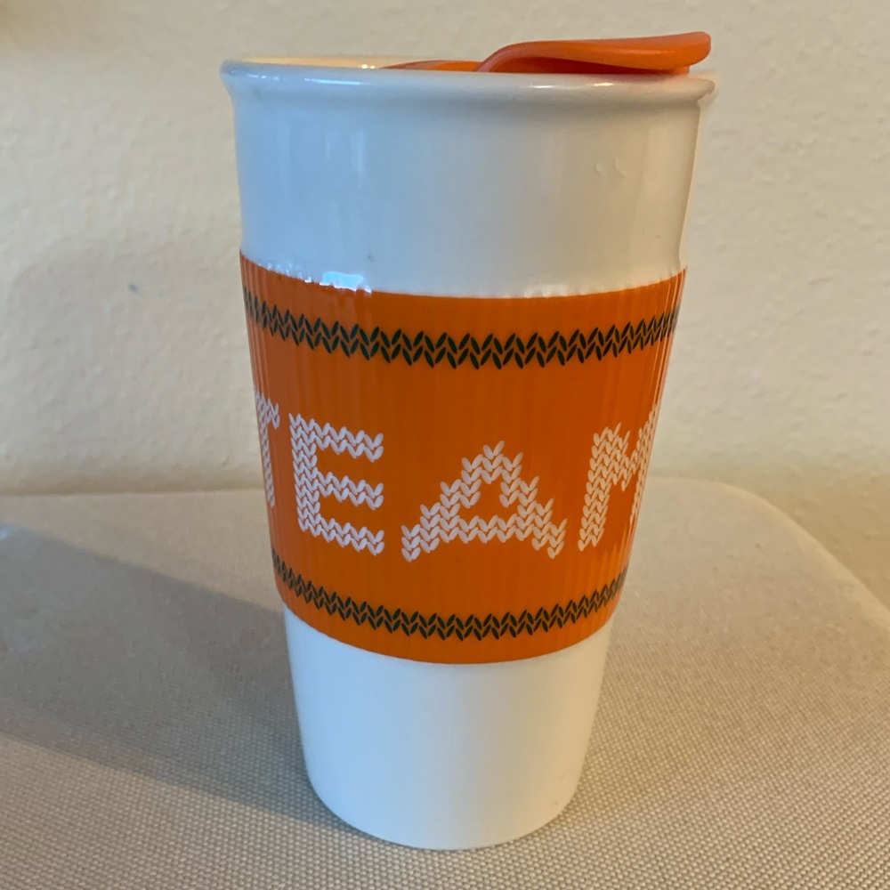 New Starbucks 2016 TEAM PSL Ceramic Travel Tumbler Pumpkin Spice Latte Cup 10 Oz